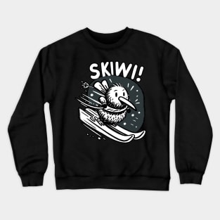 Skiing Skiwi Scarf Kiwi Bird (Back Print) Crewneck Sweatshirt